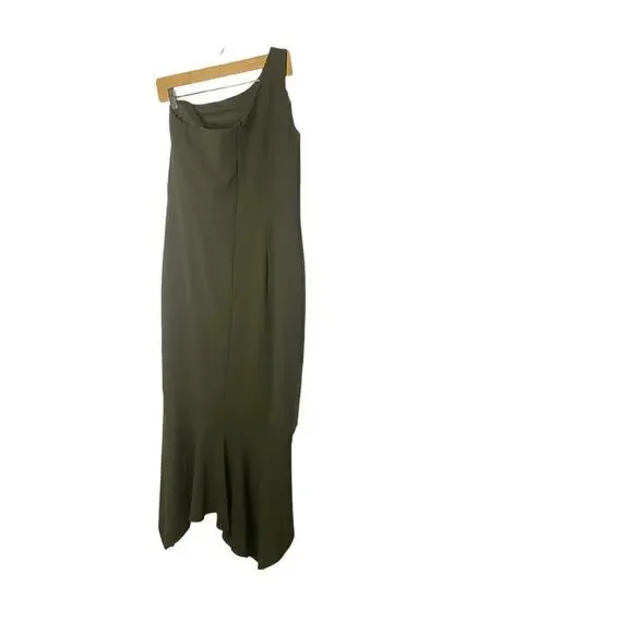 XScape One Shoulder Asymmetrical Hem Green Gown - Picture 4 of 7